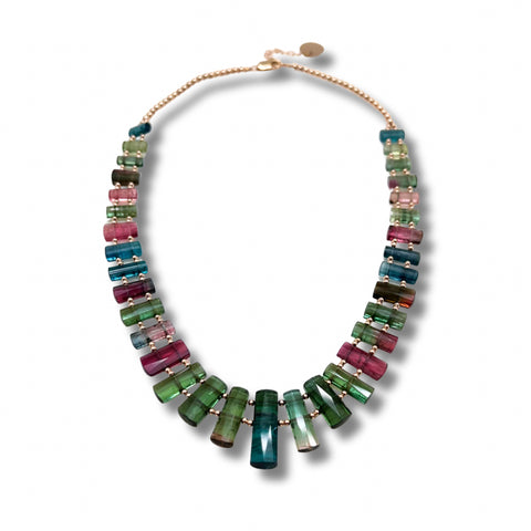 Multi-Color Tourmaline & 14kt Gold Necklace