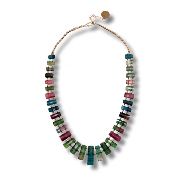 Multi-Color Tourmaline & 14kt Gold Necklace