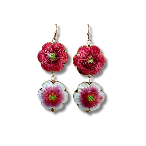 Cloisonné Flower Earrings