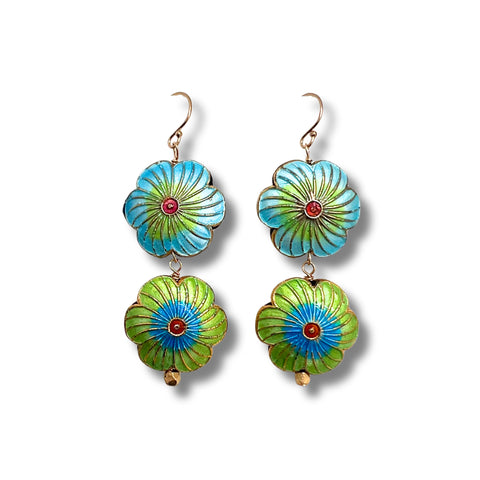 Cloisonné Flower Earrings
