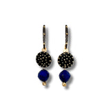 Lapis, Oxidized Silver and Gold Earrings