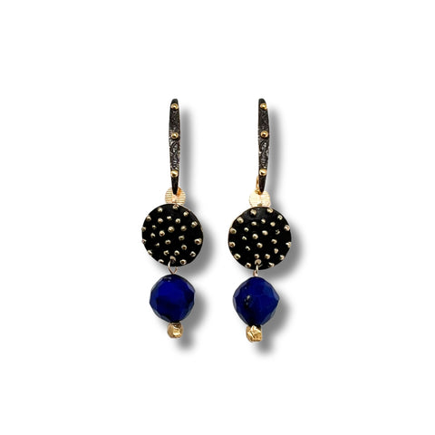 Faceted Lapis & Mixed Metal Earrings