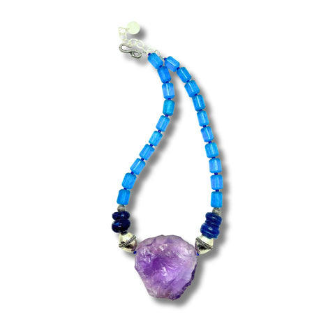 Amethyst & African Glass Necklace