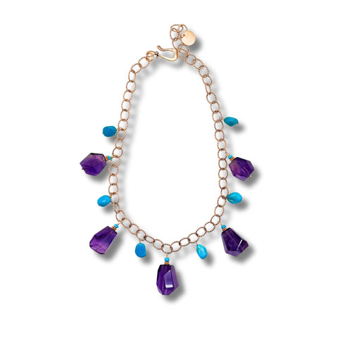 Natural Amethyst & Sleeping Beauty Turquoise Necklace