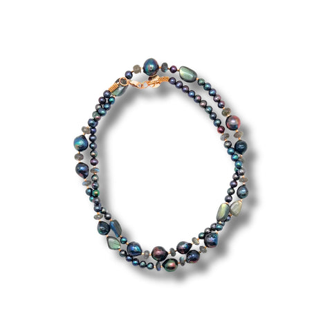 Freshwater Pearl & Labradorite Long Necklace
