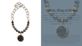 Christ, King of Kings Coin, Tahitian Pearl & Sapphire Necklace