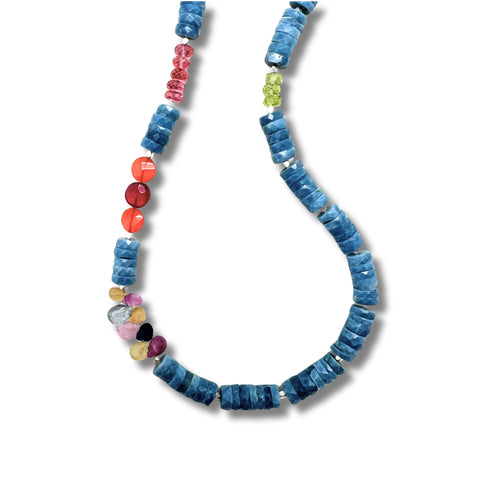 Blue Opal with Multi-color Stones Necklace