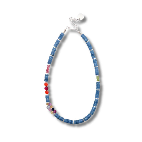 Blue Opal with Multi-color Stones Necklace