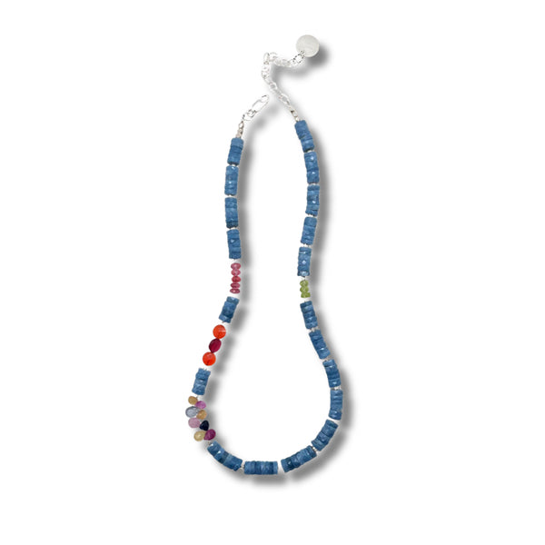 Blue Opal with Multi-color Stones Necklace