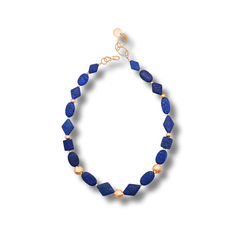 Matte Lapis and Gold Necklace