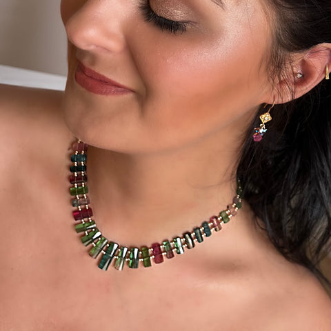 Multi-Color Tourmaline & 14kt Gold Necklace