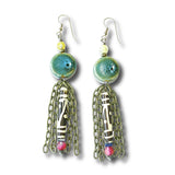 Boho Raku and African Bead Earrings