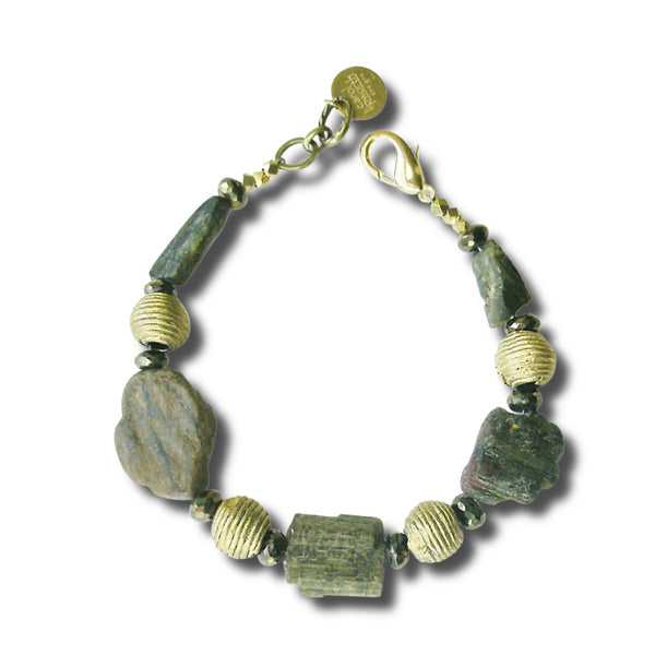 Rough Tourmaline & Brass Bracelet