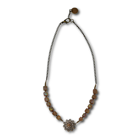 Sunstone & Antiqued Brass Necklace