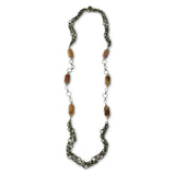 Jasper and Antiqued Brass Long Necklace