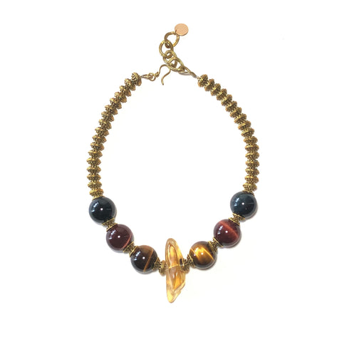 Amber and Tiger Eye Necklace