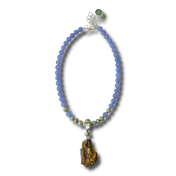 Lavender Chalcedony & Opal Necklace
