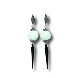 White Quartz & Black Spike Earrings