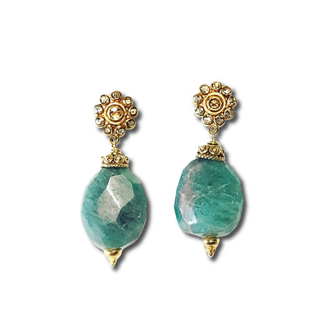 Paraiba Tourmaline, Diamond & Gold Earrings