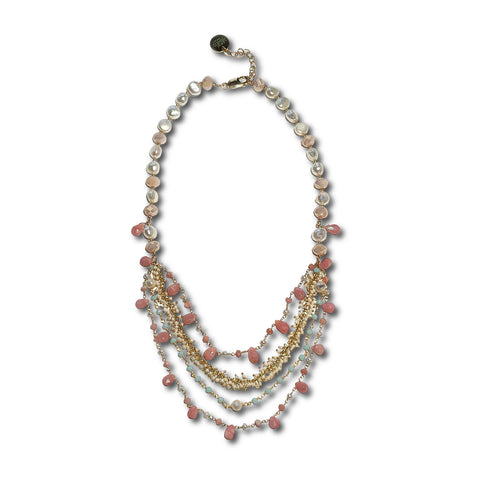 Pearl and Pink Opal Necklace