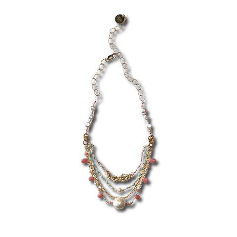 Pearl and Pink Opal Necklace