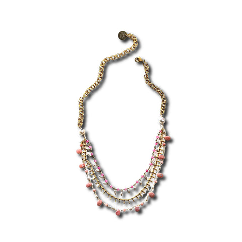Pink Opal and Pearl Necklace