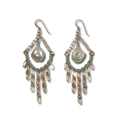 Swarovski Crystal and Pearl Chandelier Earrings