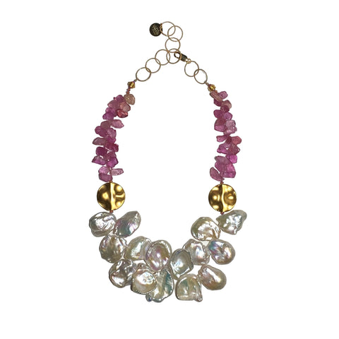 Sapphire & Keshi Pearl Necklace