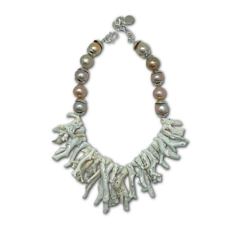 Natural White Coral & Pearl Necklace