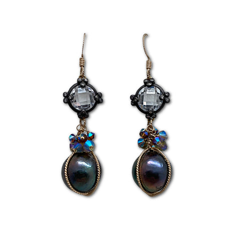 Caged Baroque Pearl Earrings