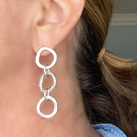 Fine Silver Triple Hoop Earrings