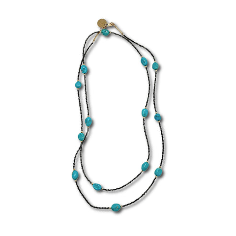 Sleeping Beauty Turquoise & Spinel Long Necklace