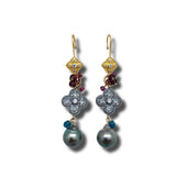 Tahitian Pearl & Mixed Stone Earrings