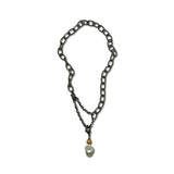 Gun Metal Necklace with Baroque Pearl