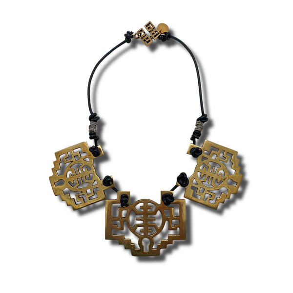 Vintage Brass & Leather Necklace