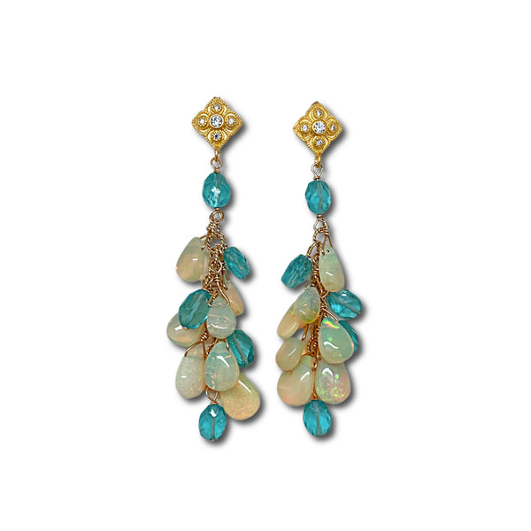 Opal and Apatite Earrings