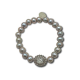 Silver Gray Pearl Stretch Bracelet