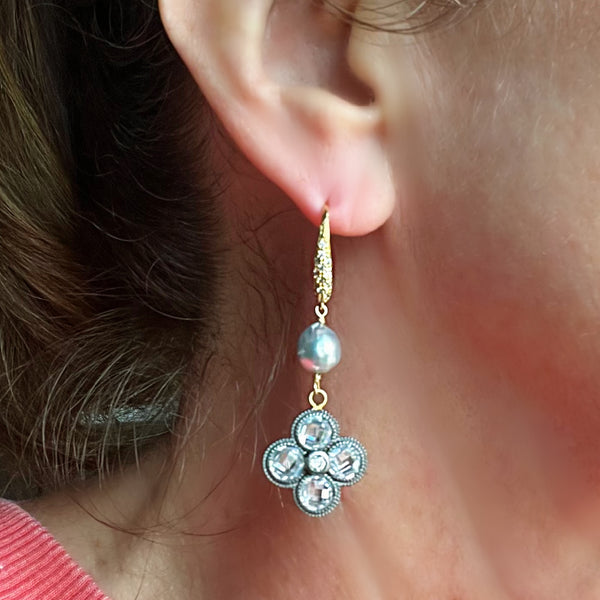 Akoya Pearl & Mixed Metal Earrings