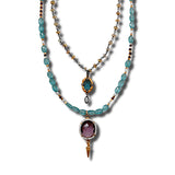 Aqua Apatite, Amethyst and Pearl Necklace