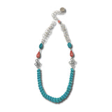 Sleeping Beauty Turquoise, Coral & Silver Necklace