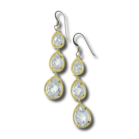 Pear-shaped Cubic Zirconia & Gold Earrings