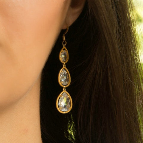 Pear-shaped Cubic Zirconia & Gold Earrings