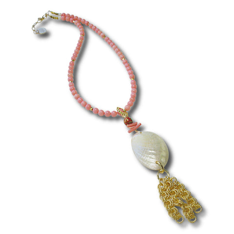 Coral, Shell & Gold Necklace