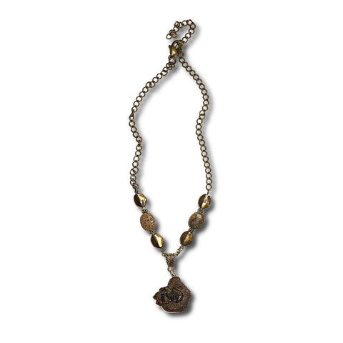 Fossil and Antiqued Brass Necklace