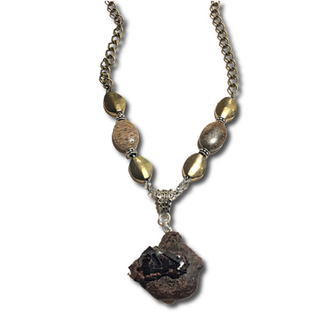 Fossil and Antiqued Brass Necklace