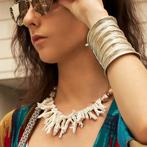 Natural White Coral & Pearl Necklace