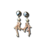 Natural Coral Branch and Silver Earrings