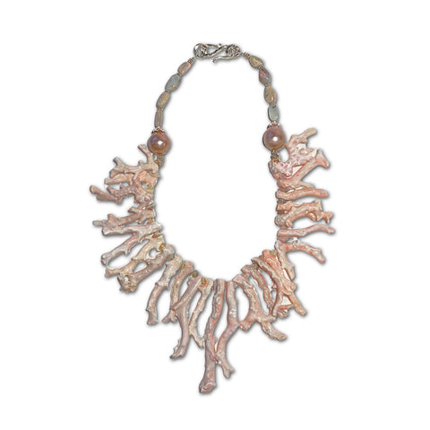 Angel Skin Coral and Opal Necklace